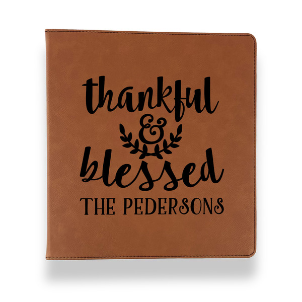 Custom Thankful & Blessed Leather Binder - 1" - Rawhide (Personalized)