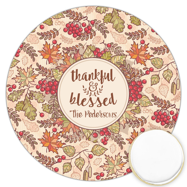 Custom Thankful & Blessed Printed Cookie Topper - 3.25" (Personalized)