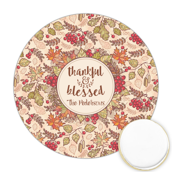 Custom Thankful & Blessed Printed Cookie Topper - Round (Personalized)