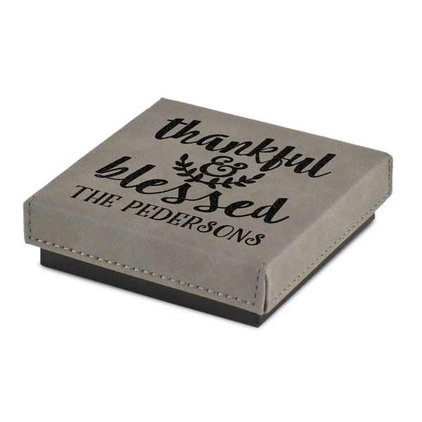 Custom Thankful & Blessed Jewelry Gift Box - Engraved Leather Lid (Personalized)