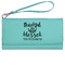 Thankful & Blessed Ladies Wallet - Leather - Teal - Front View