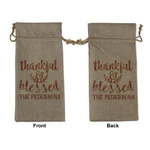 Thankful & Blessed Large Burlap Gift Bag - Front & Back (Personalized)