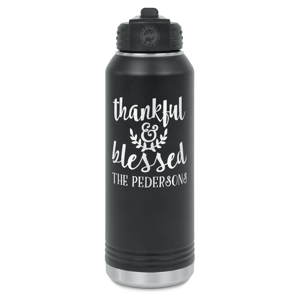 Custom Thankful & Blessed Water Bottles - Laser Engraved (Personalized)