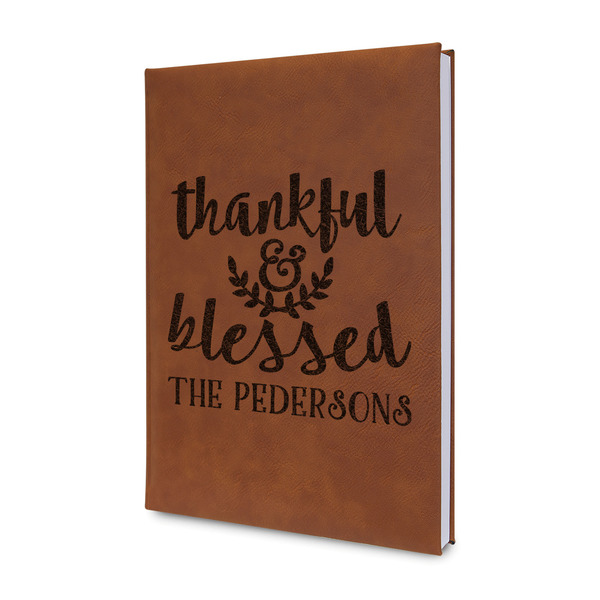 Custom Thankful & Blessed Leather Sketchbook - Small - Double Sided (Personalized)