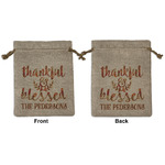 Thankful & Blessed Medium Burlap Gift Bag - Front & Back (Personalized)