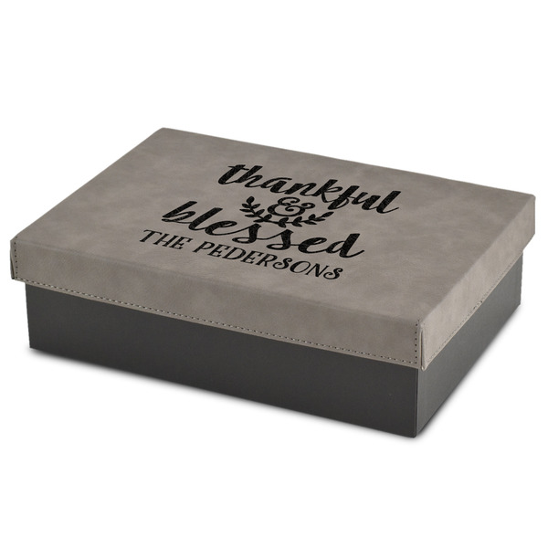 Custom Thankful & Blessed Gift Boxes w/ Engraved Leather Lid (Personalized)