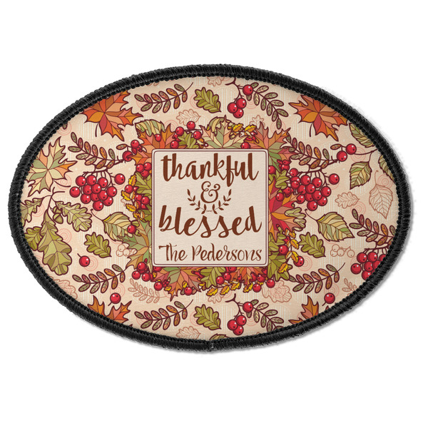 Custom Thankful & Blessed Iron On Oval Patch w/ Name or Text