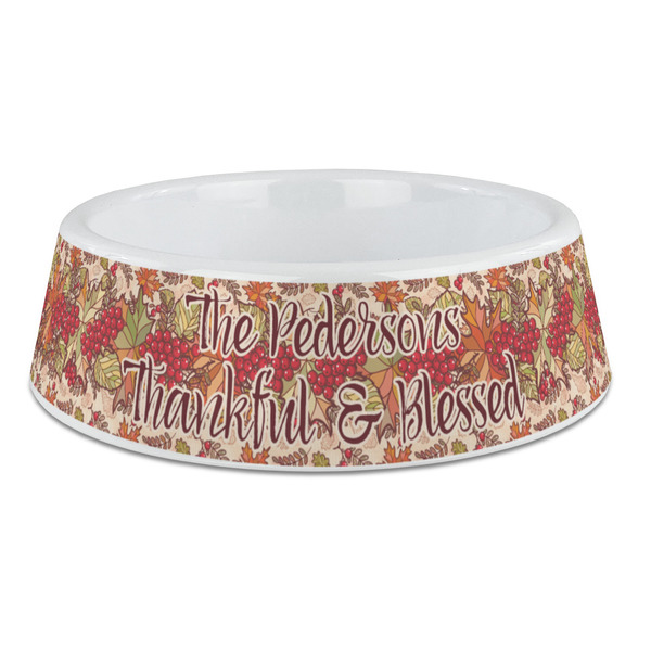 Custom Thankful & Blessed Plastic Dog Bowl - Large (Personalized)