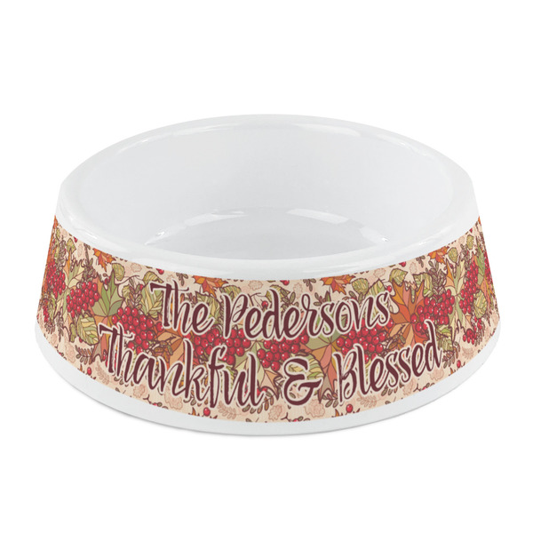 Custom Thankful & Blessed Plastic Dog Bowl - Small (Personalized)