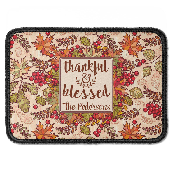 Custom Thankful & Blessed Iron On Rectangle Patch w/ Name or Text