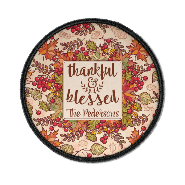 Custom Thankful & Blessed Iron On Round Patch w/ Name or Text