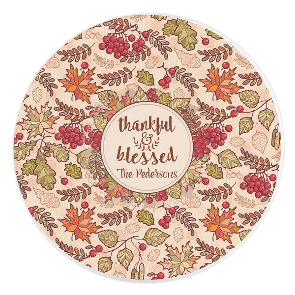 Custom Thankful & Blessed Round Stone Trivet (Personalized)