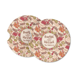 Thankful & Blessed Sandstone Car Coasters - Set of 2 (Personalized)