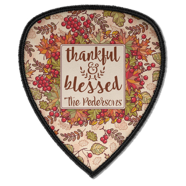 Custom Thankful & Blessed Iron on Shield Patch A w/ Name or Text