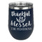 Thankful & Blessed Stainless Wine Tumblers - Navy - Double Sided - Front