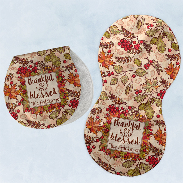 Custom Thankful & Blessed Burp Pads - Velour - Set of 2 w/ Name or Text