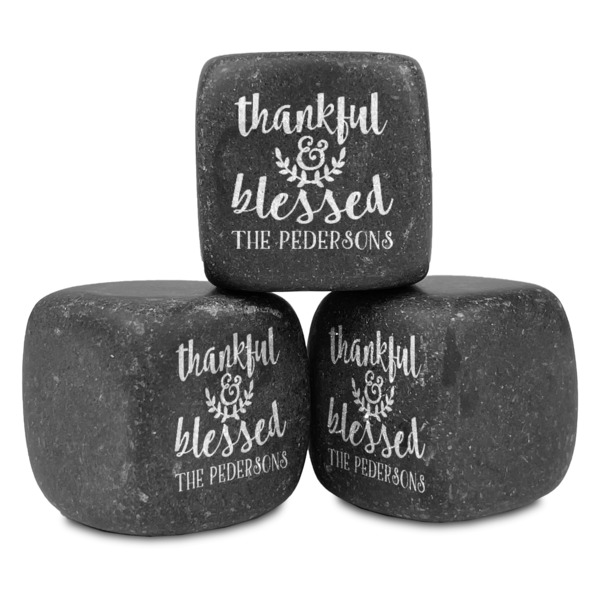 Custom Thankful & Blessed Whiskey Stone Set - Set of 3 (Personalized)