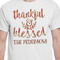 Thankful & Blessed White Crew T-Shirt on Model - CloseUp