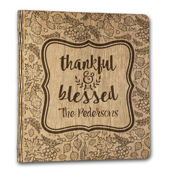 Thankful & Blessed Wood 3-Ring Binder - 1" Letter Size (Personalized)