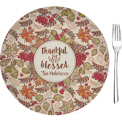 Thankful & Blessed 8" Glass Appetizer / Dessert Plates - Single or Set (Personalized)