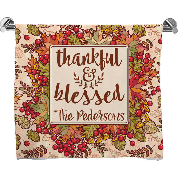 Custom Thankful & Blessed Bath Towel (Personalized)