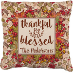 Thankful & Blessed Faux-Linen Throw Pillow (Personalized)