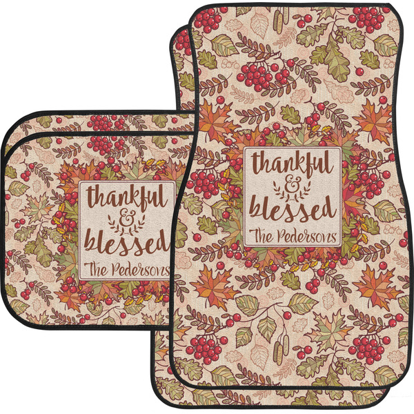 Custom Thankful & Blessed Car Floor Mats Set - 2 Front & 2 Back (Personalized)