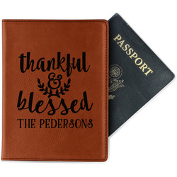 Thankful & Blessed Passport Holder - Faux Leather - Single Sided (Personalized)
