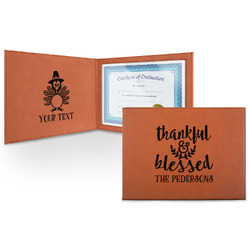 Thankful & Blessed Leatherette Certificate Holder (Personalized)