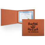 Thankful & Blessed Leatherette Certificate Holder - Front (Personalized)