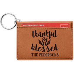Thankful & Blessed Leatherette Keychain ID Holder - Double Sided (Personalized)