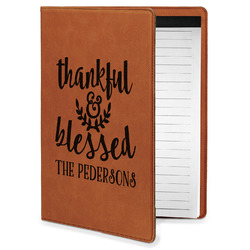 Thankful & Blessed Leatherette Portfolio with Notepad - Small - Single Sided (Personalized)