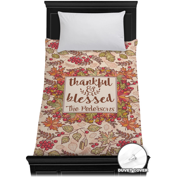 Custom Thankful & Blessed Duvet Cover - Twin (Personalized)