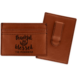 Thankful & Blessed Leatherette Wallet with Money Clip (Personalized)