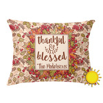 Thankful & Blessed Outdoor Throw Pillow (Rectangular) (Personalized)