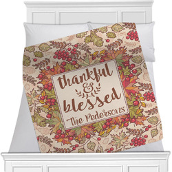Thankful & Blessed Minky Blanket - Twin / Full - 80"x60" - Single Sided (Personalized)