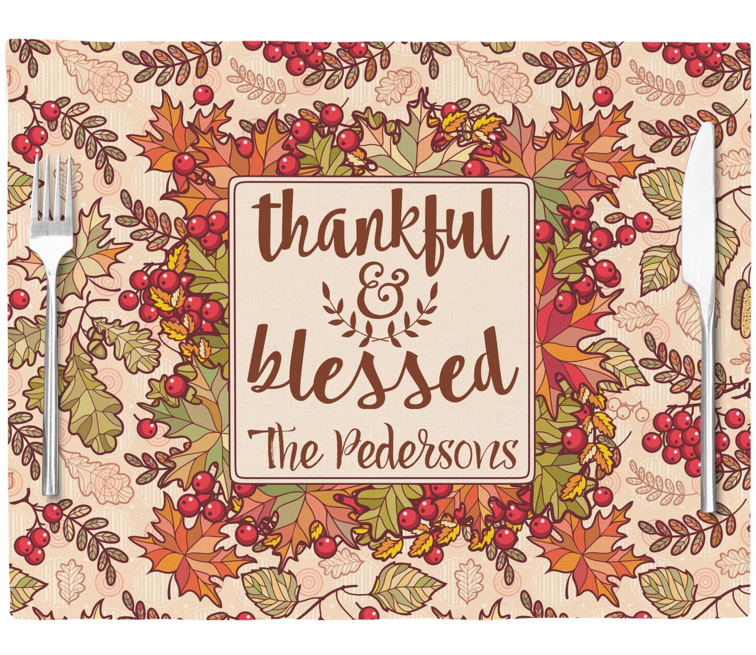 Thankful & Blessed Placemat (Fabric) (Personalized) YouCustomizeIt