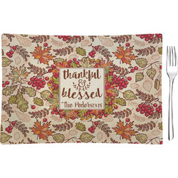 Thankful & Blessed Rectangular Glass Appetizer / Dessert Plate - Single or Set (Personalized)