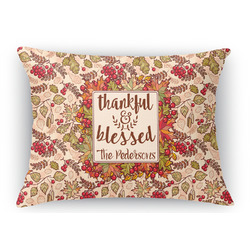 Thankful & Blessed Rectangular Throw Pillow Case - 12"x18" (Personalized)