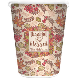Thankful & Blessed Waste Basket - Single Sided (White) (Personalized)