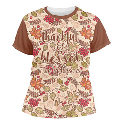 Thankful & Blessed Women's Crew T-Shirt - Large (Personalized)