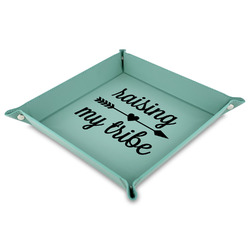 Tribe Quotes 9" x 9" Teal Faux Leather Valet Tray