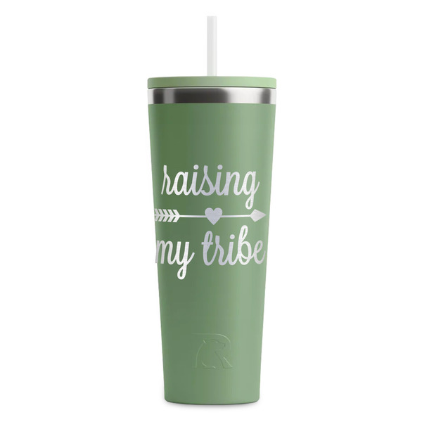 Custom Tribe Quotes RTIC Everyday Tumbler with Straw - 28oz - Light Green - Single-Sided