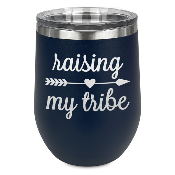 Custom Tribe Quotes Stemless Stainless Steel Wine Tumbler - Navy - Double Sided