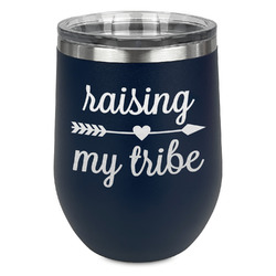 Tribe Quotes Stemless Stainless Steel Wine Tumbler - Navy - Single Sided