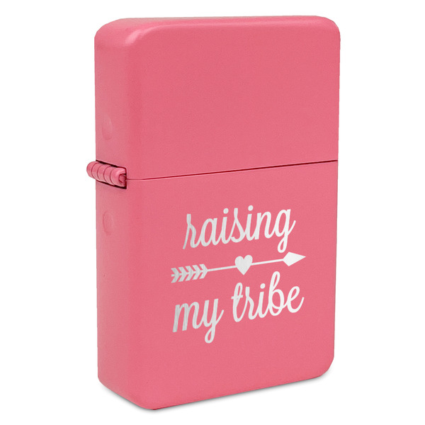 Custom Tribe Quotes Windproof Lighter - Pink - Double Sided & Lid Engraved