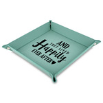 Wedding Quotes and Sayings Faux Leather Dice Tray - 9" x 9"  - Teal