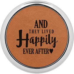 Wedding Quotes and Sayings Set of 4 Leatherette Round Coasters w/ Silver Edge