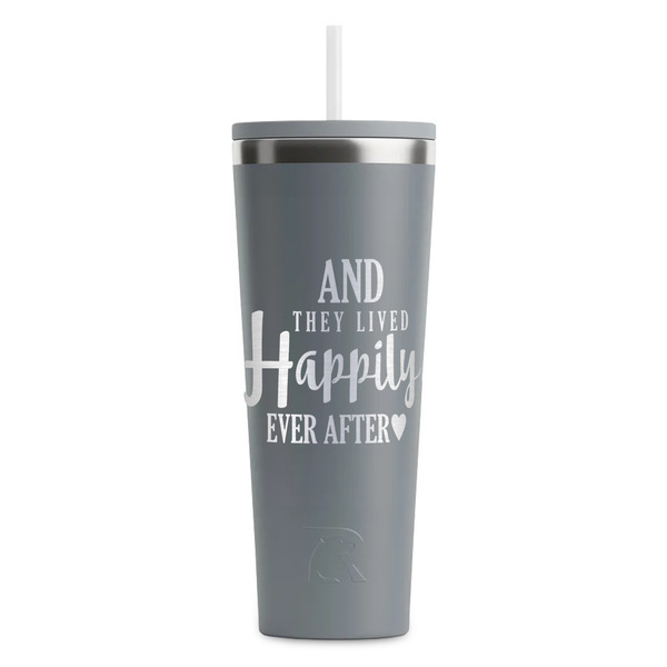 Custom Wedding Quotes and Sayings RTIC Everyday Tumbler with Straw - 28oz - Grey - Double-Sided