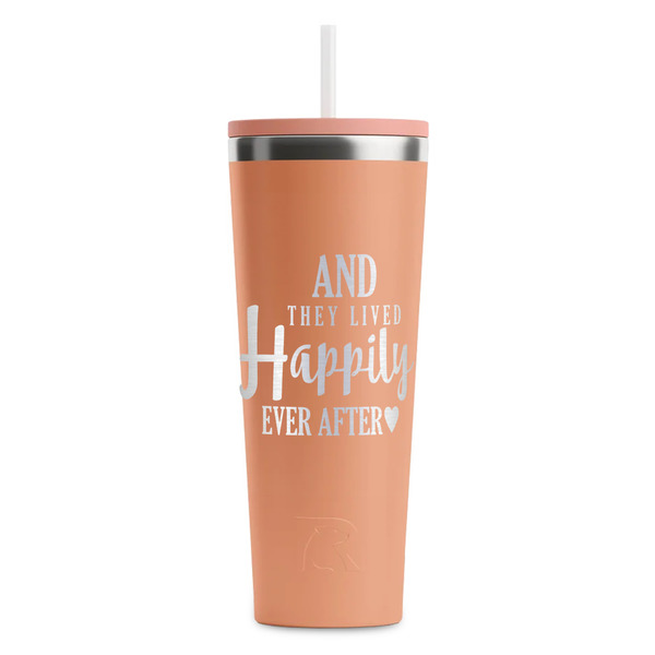 Custom Wedding Quotes and Sayings RTIC Everyday Tumbler with Straw - 28oz - Peach - Double-Sided